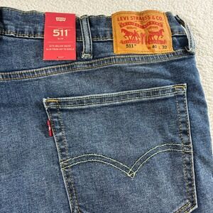 Levis 511 Slim Fit Jeans Mens 40x32 Blue Stretch Performance Whiskered Faded NWT